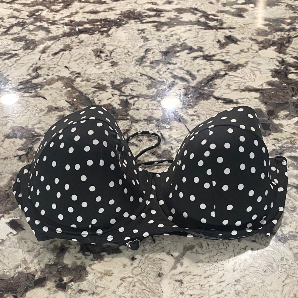 Adore Me Black and White Polka Dot Bra